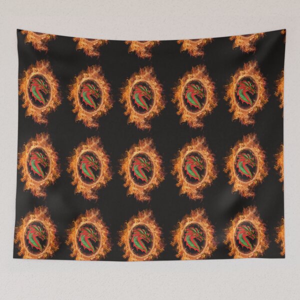 Item preview, RED AND GREEN DRAGON IN A FIRE CIRCLE designed and sold by sailorsam1805.