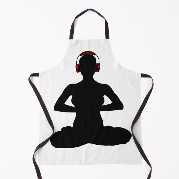 Item preview, Mujer meditando con silueta de auriculares rojos designed and sold by RealmsBeyond.