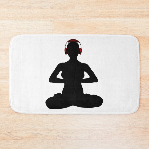 Item preview, Mujer meditando con silueta de auriculares rojos designed and sold by RealmsBeyond.
