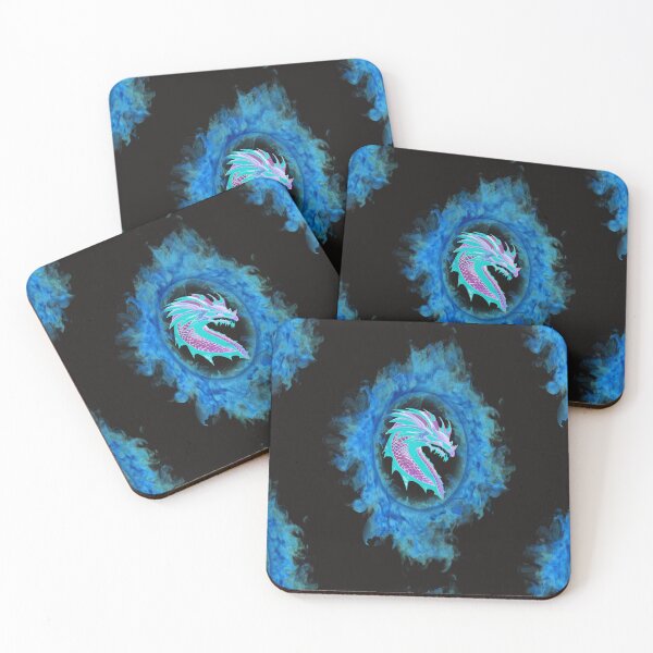 Item preview, BLUE AND PURPLE NEON DRAGON IN A FIRE CIRCLE designed and sold by sailorsam1805.