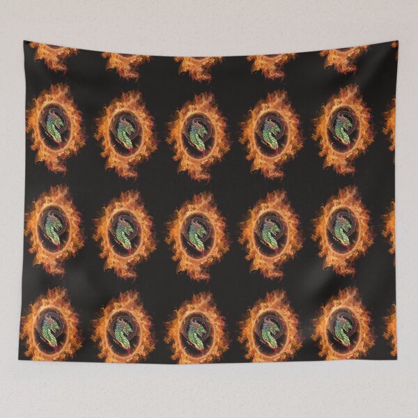 Item preview, NORDIC RED AND GREEN DRAGON IN A FIRE CIRCLE designed and sold by sailorsam1805.