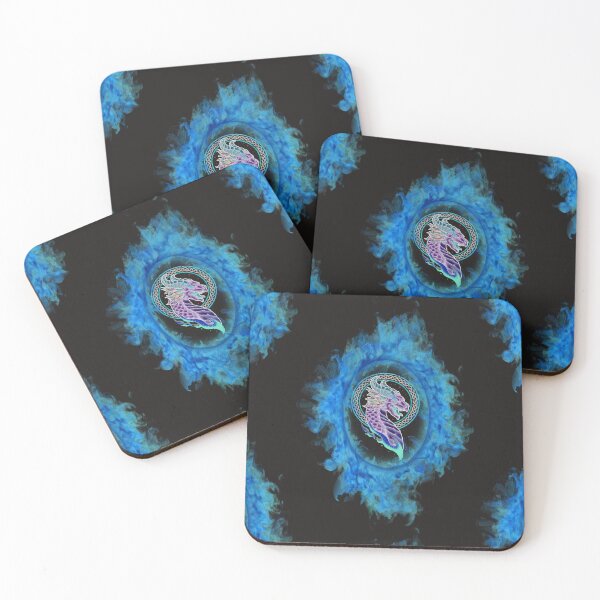 Item preview, NEON NORDIC BLUE AND PURPLE DRAGON IN A FIRE CIRCLE designed and sold by sailorsam1805.
