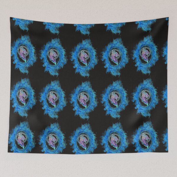 Item preview, NEON NORDIC BLUE AND PURPLE DRAGON IN A FIRE CIRCLE designed and sold by sailorsam1805.