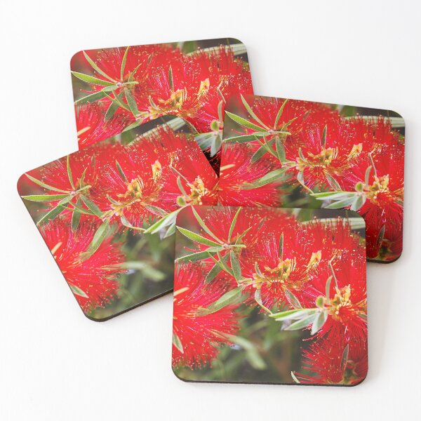 Item preview, Bottlebrush Flowers Bright Red  designed and sold by Joy Watson - Natural Light Photography .