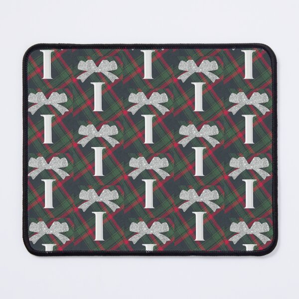 Item preview, Glorious Red and Green Plaid with Glittering Bow and Puff Initial-I(2) designed and sold by SunMoonBeyond.