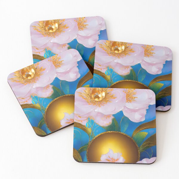 Item preview, Pearlescent Flowers Gold Pinks designed and sold by @adorcharm Modern & Classic AI Art.