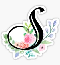 Girly Watercolor Floral Initial - S Sticker
