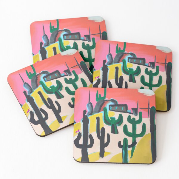 Item preview, Scary Desert Dream - Cactus Dada Painting - Pink, Black and Yellow designed and sold by Inomaly Art.