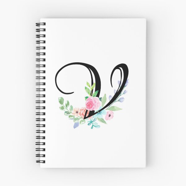 Artikelvorschau, Girly Aquarell Floral Initial - V entworfen und verkauft von Grafixmom.