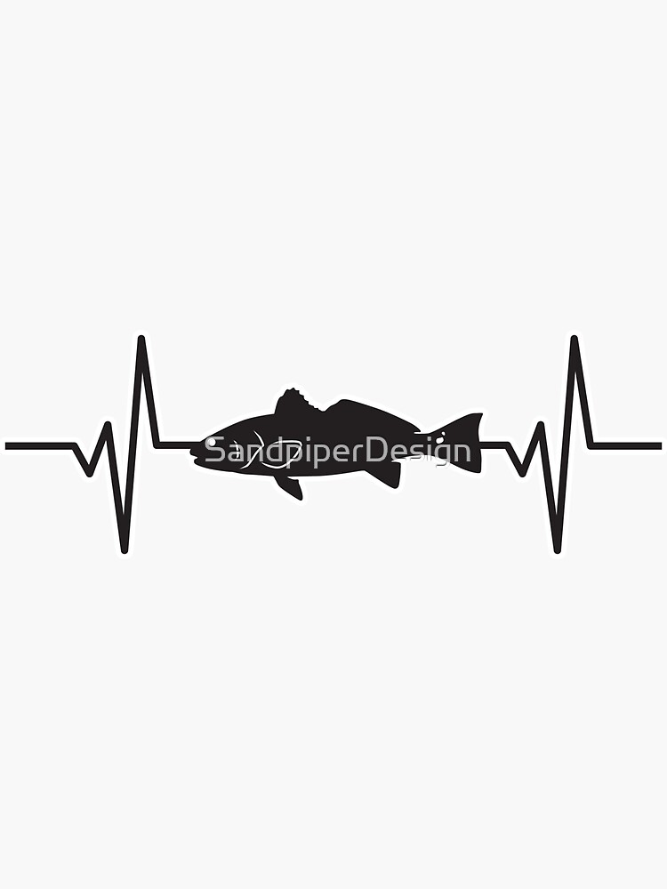 Heartbeat / Pulse - Redfish Fish Sticker for Sale by SandpiperDesign