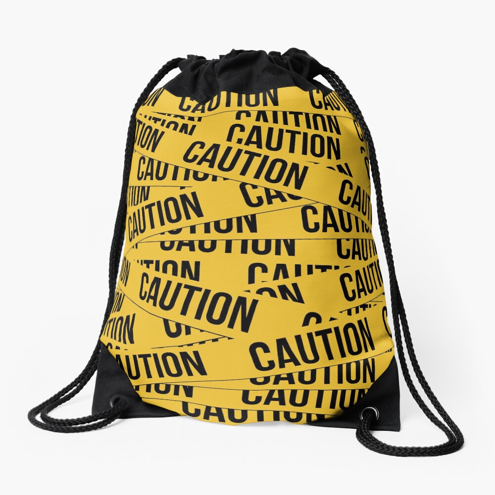 Caution Drawstring Bag
