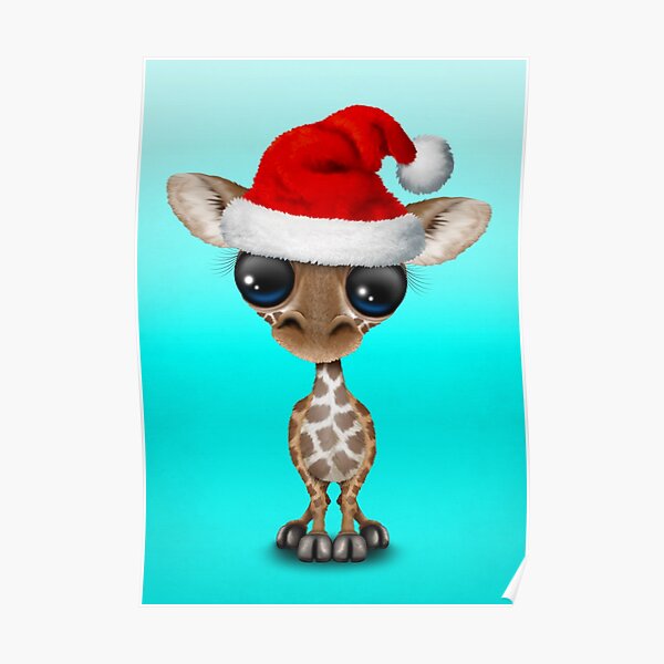 Giraffe Santa Hat Posters Redbubble - giraffe head wearing a santa hat roblox