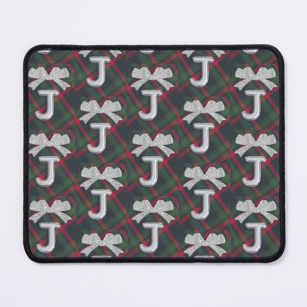 Item preview, Glorious Red and Green Plaid with Glittering Bow and Puff Initial-J(2) designed and sold by SunMoonBeyond.