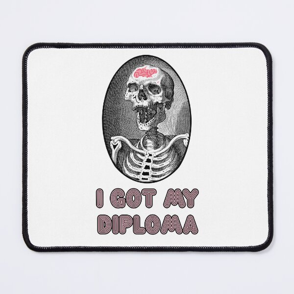 Item preview, 'I got My Diploma' Skull Design - Retro Illustration Design for T-shirts, mugs, phone cases and other accessories designed and sold by Ridiculam Toga.