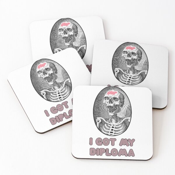 Item preview, 'I got My Diploma' Skull Design - Retro Illustration Design for T-shirts, mugs, phone cases and other accessories designed and sold by Ridiculam Toga.