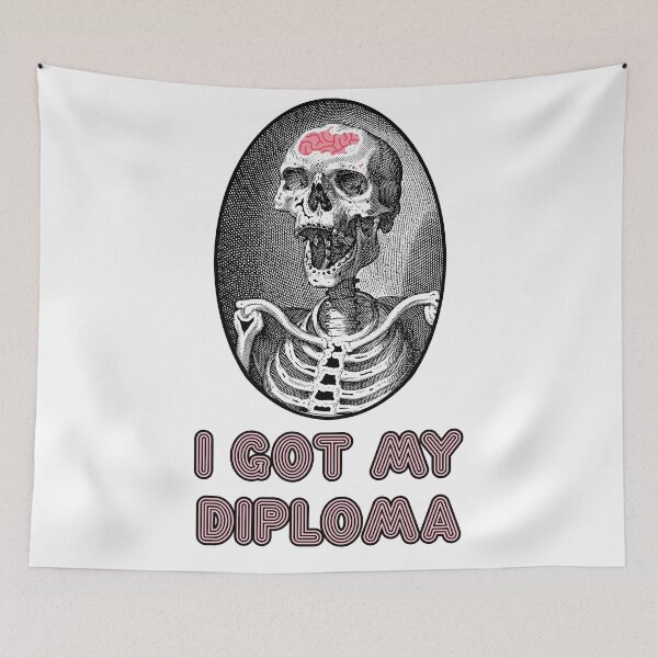 Item preview, 'I got My Diploma' Skull Design - Retro Illustration Design for T-shirts, mugs, phone cases and other accessories designed and sold by Ridiculam Toga.