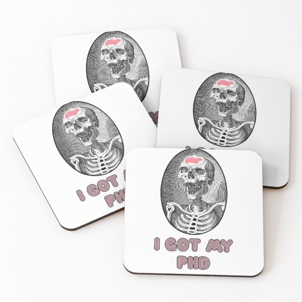 Item preview, 'I Got My PhD' Skull Design - Retro Illustration Design for T-shirts, mugs, phone cases and other accessories designed and sold by Ridiculam Toga.