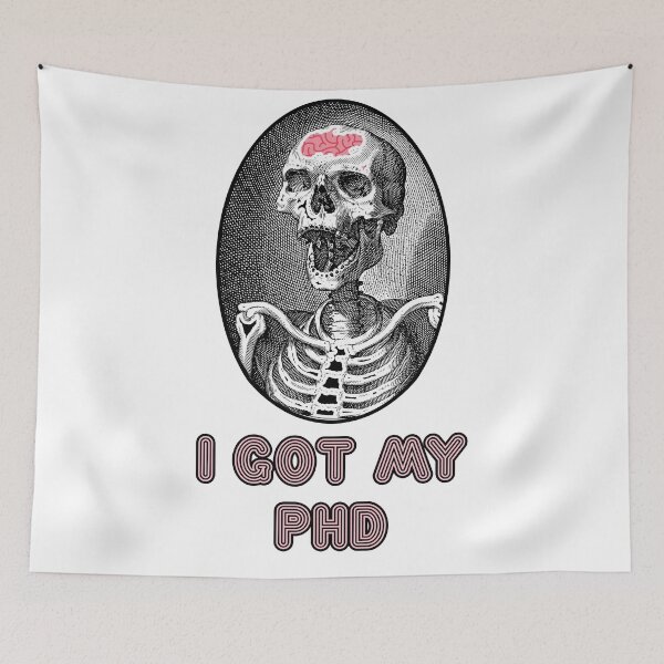 Item preview, 'I Got My PhD' Skull Design - Retro Illustration Design for T-shirts, mugs, phone cases and other accessories designed and sold by Ridiculam Toga.