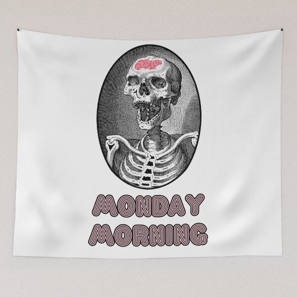 Item preview, 'Monday Morning' Skull Design - Retro Illustration Design for T-shirts, mugs, phone cases and other accessories designed and sold by Ridiculam Toga.