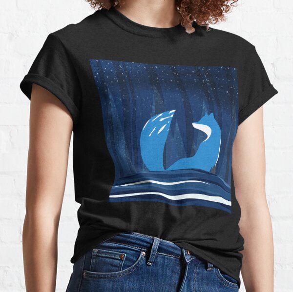 Wintery Blue Forest FOX Design Classic T-Shirt