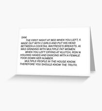Anonymous Letter to Sammi Greeting Card