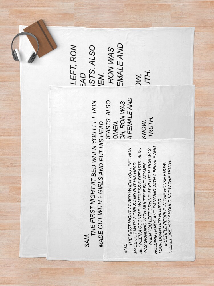 Alternate view of Anonymous Letter to Sammi Throw Blanket