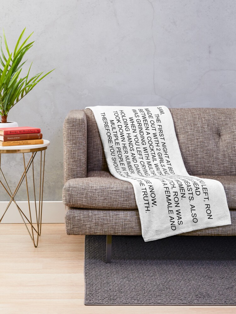 Alternate view of Anonymous Letter to Sammi Throw Blanket
