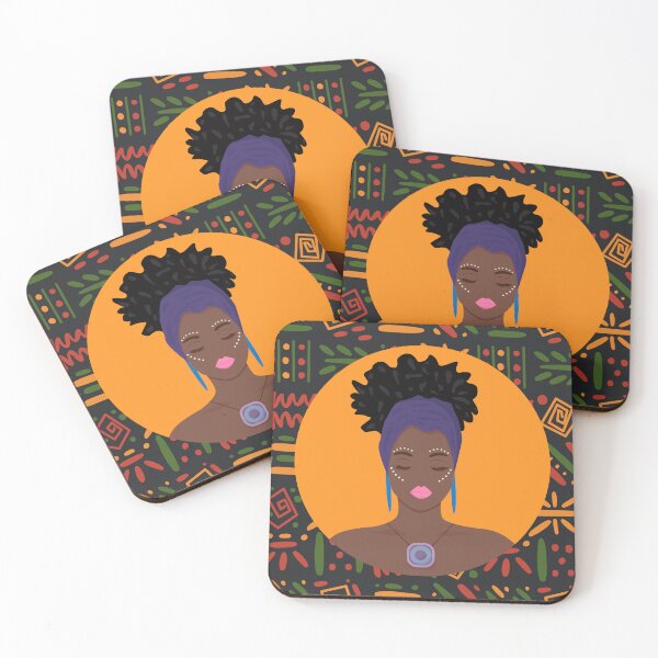 Item preview, Afrocentric Updo Black Girl with Panafrican Background designed and sold by lesovybze.