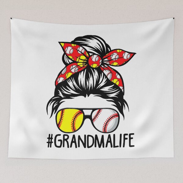 Item preview, Grandma Life Funny Messy Bun Mothers Day Softball Baseball designed and sold by Helbon-art.
