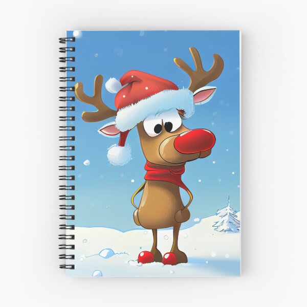 Item preview, Reindeer with Santa Hat and Red Scarf Standing and  Waiting for Christmas designed and sold by KOTOdesign.