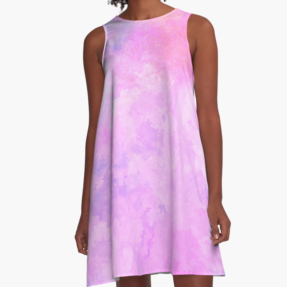 Abstract Art Modern Pink Feminine Summer Watercolor Painting A-Line Dress