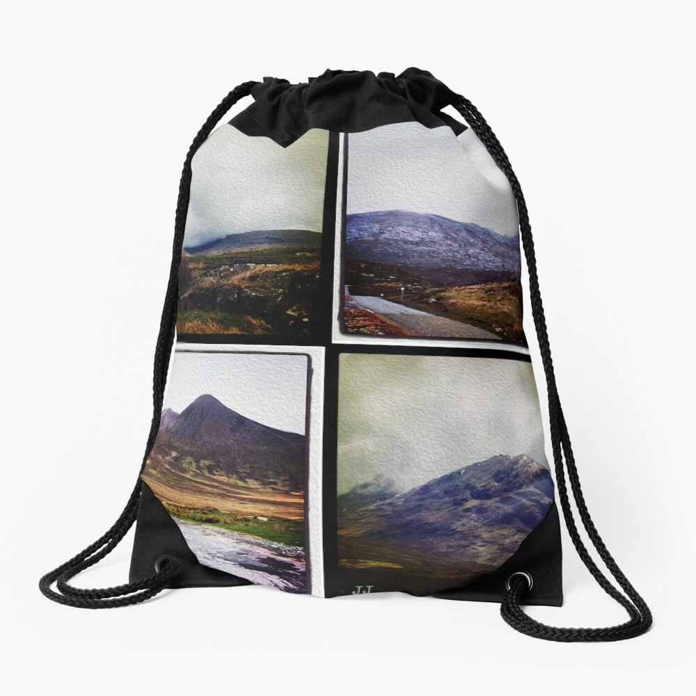Four scenes from the Highlands Drawstring Bag