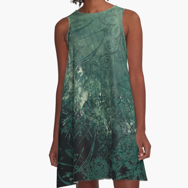 A swirl of vintage green A-Line Dress