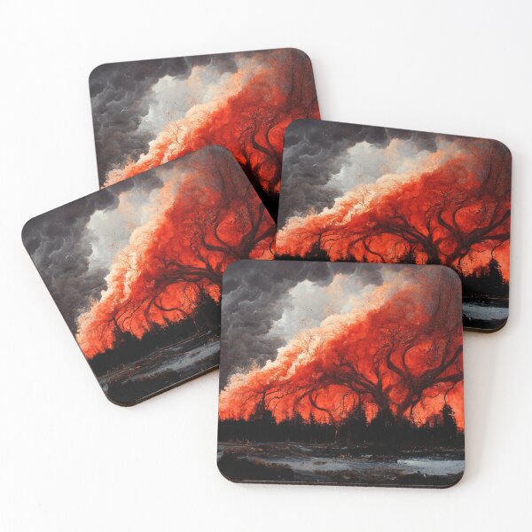 Item preview, Red Tree Branched to the Fire Painting designed and sold by Shiam SR.