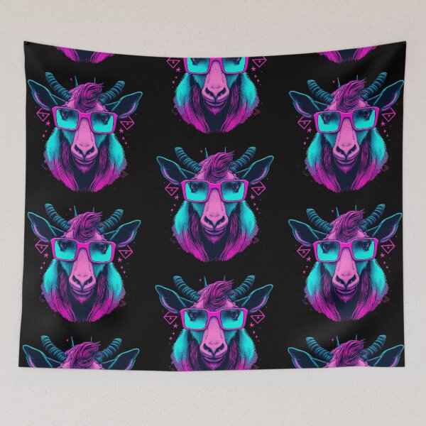 Item preview, Retrowave Goat designed and sold by TheSamuraiCat.