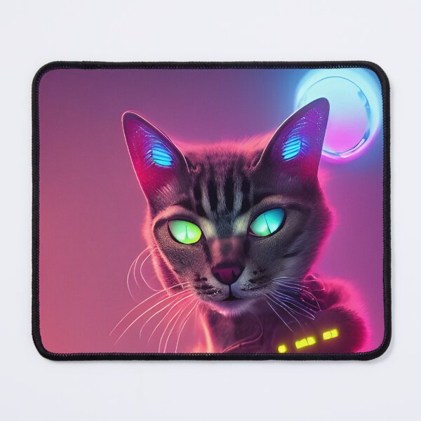 Item preview, Cyborg Futuristic Cat in Pink Lighting | designed and sold by Darlingly.