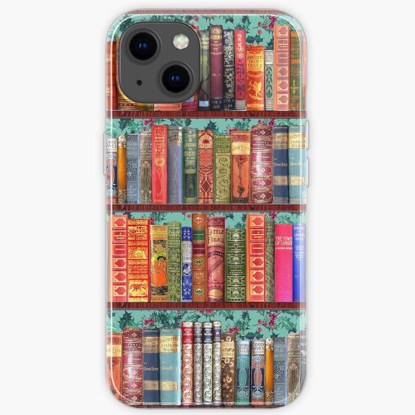 Christmas vintage books, holly iPhone Soft Case
