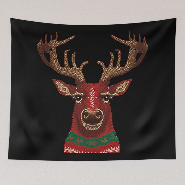 Item preview, UGLY CHRISTMAS PATTER REINDEER Mid journey Ai Art designed and sold by davidjulie.