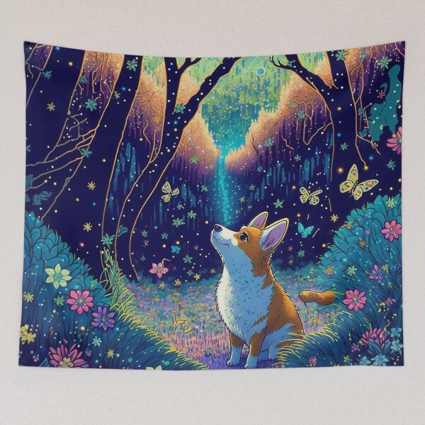 Item preview, Corgi in a Magical Forest Surrounded by Butterflies designed and sold by NianderQuinn.