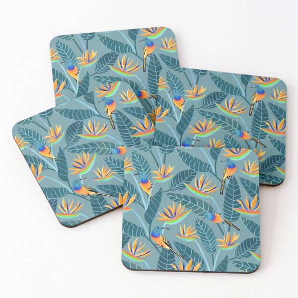 Item preview,  Sunbird and Strelitzia Spotting - Grey Blue designed and sold by TigaTiga.