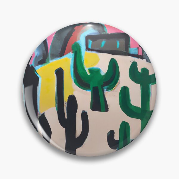 Item preview, Scary Desert Dream - Cactus Dada Painting - Pink, Black and Yellow designed and sold by Inomaly Art.