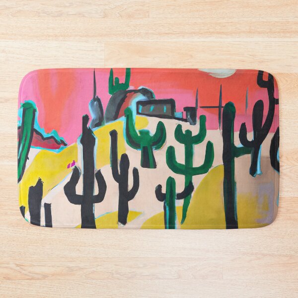 Item preview, Scary Desert Dream - Cactus Dada Painting - Pink, Black and Yellow designed and sold by Inomaly Art.