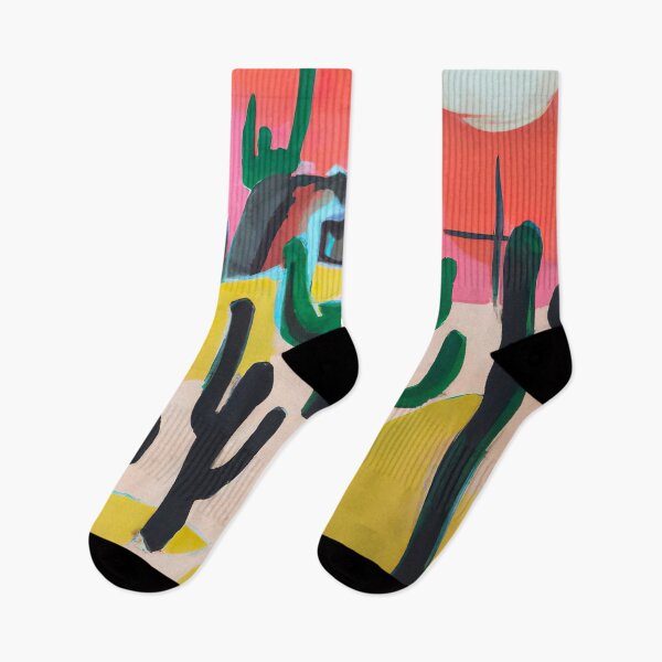 Item preview, Scary Desert Dream - Cactus Dada Painting - Pink, Black and Yellow designed and sold by Inomaly Art.