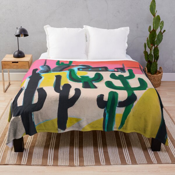 Item preview, Scary Desert Dream - Cactus Dada Painting - Pink, Black and Yellow designed and sold by Inomaly Art.