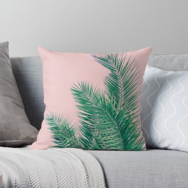 Summer Palm Leaves Throw Pillow