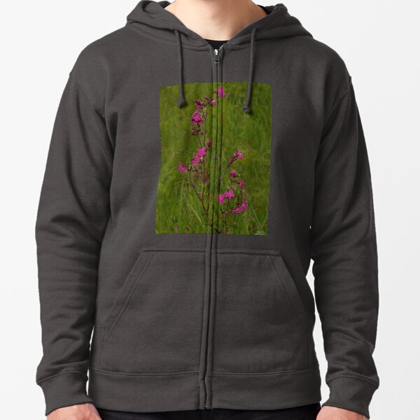 Red Campion in Burntollet Woods Zipped Hoodie