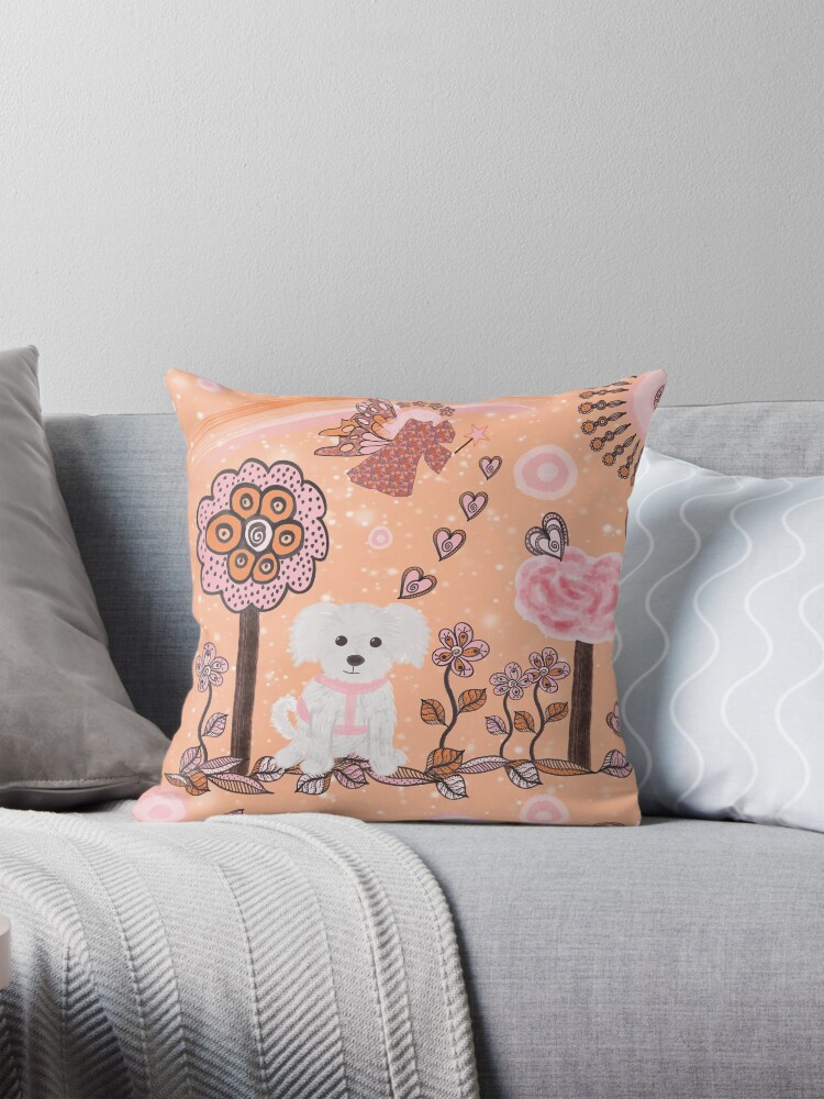 Aperçu 1 sur 4. Coussin avec l'œuvre Cookie fait la belle créée et vendue par sylviecurioz.