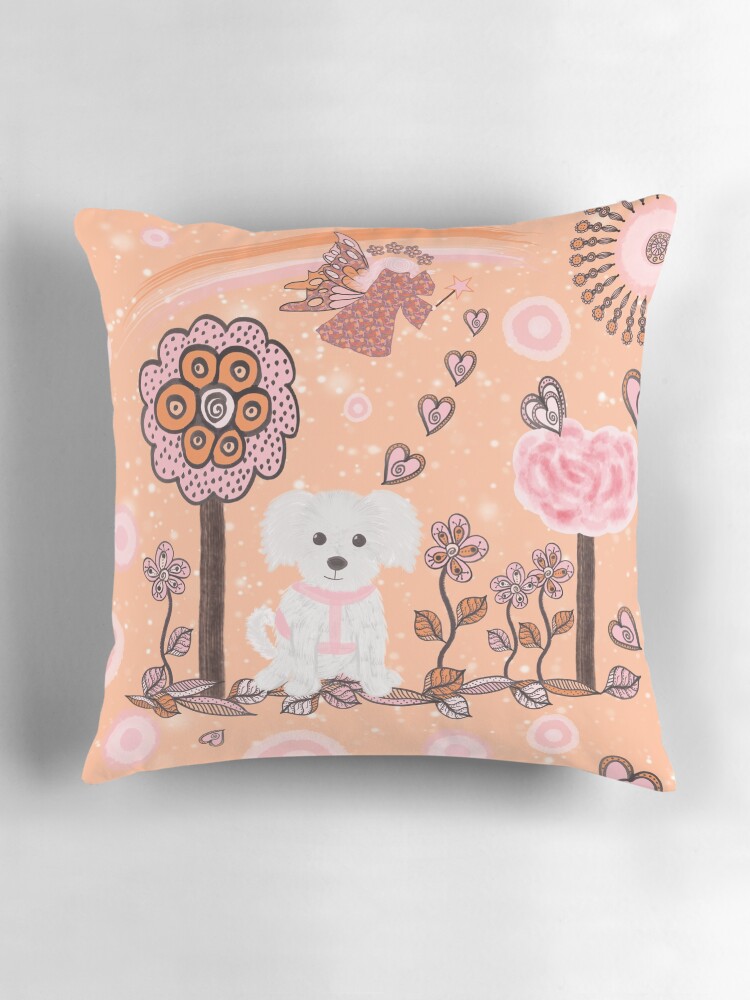 Aperçu 3 sur 4. Coussin avec l'œuvre Cookie fait la belle créée et vendue par sylviecurioz.