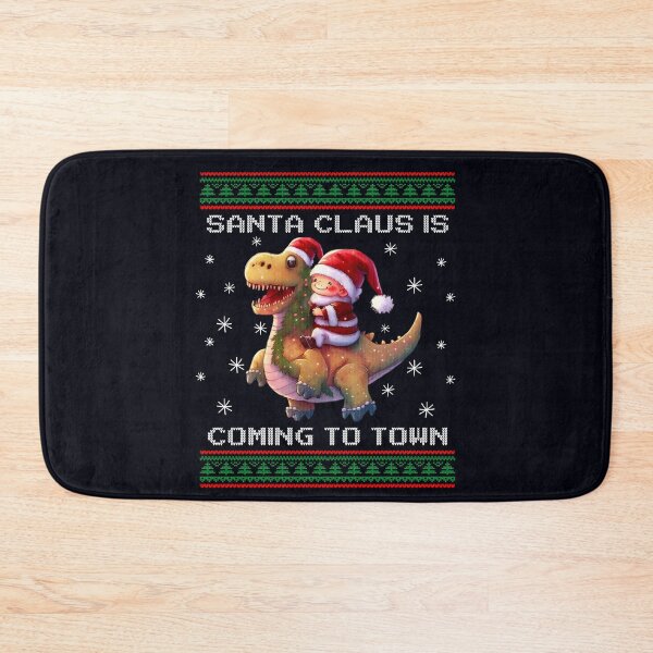 Item preview, Dinosaur and Kid Santa Is Coming To Town Fun Ugly Christmas designed and sold by madtoyman.