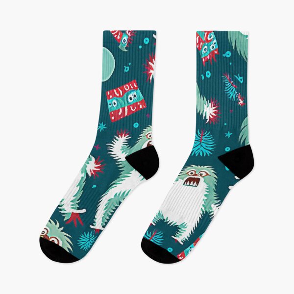 Item preview, UGLY CHRISTMAS YETI SOCKS Midjourney AI Artwork designed and sold by davidjulie.